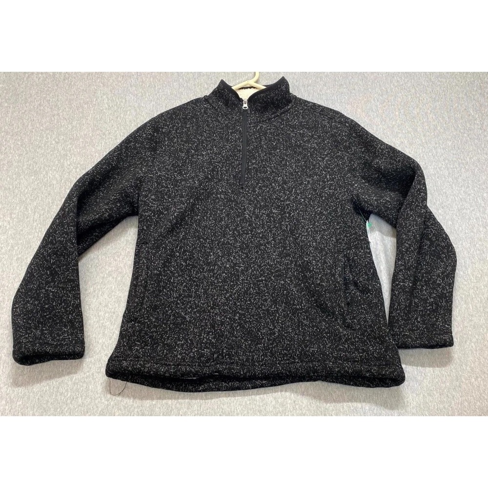 Mountain And Isles Jacket Mens Medium Black Sherpa Lined Quarter Zip Warm Winter